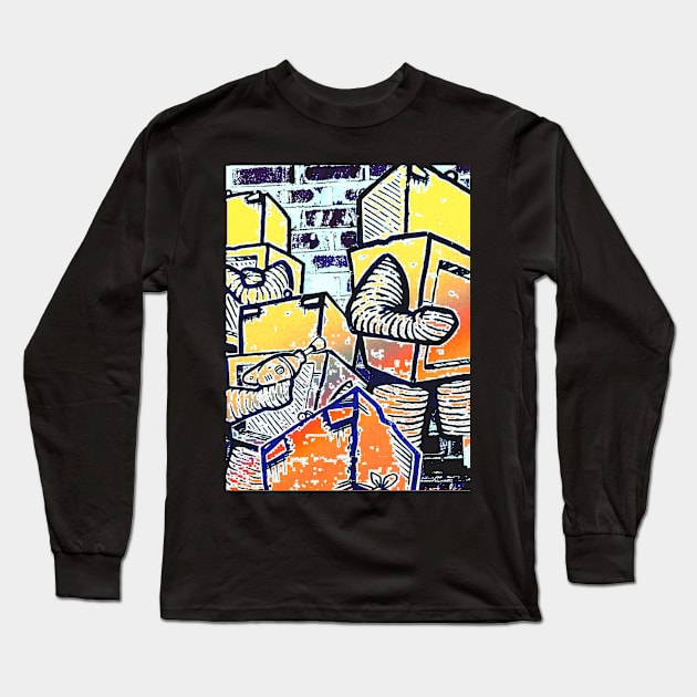 Punk Robots by LowEndGraphics Long Sleeve T-Shirt by LowEndGraphics